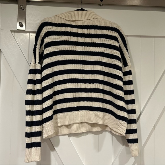Emerson Fry Carolyn Funnel Neck Sweater in Navy French Stripe Organic, Small - Picture 4 of 4